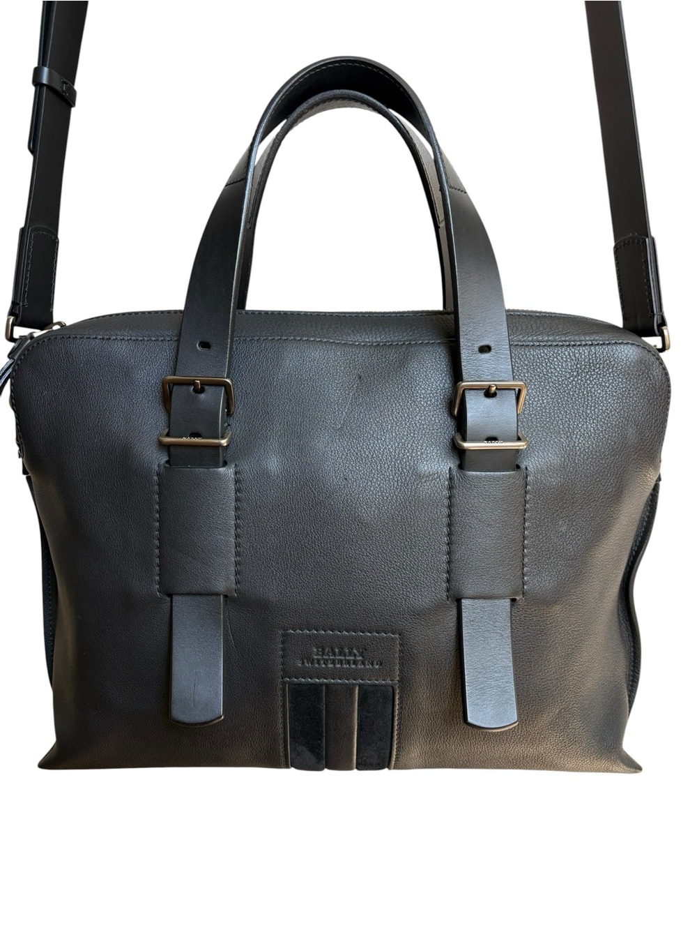 Bally Switzerland Black Leather Briefcase Messenger Bag Medium Detachable Strap - Picture 3 of 15